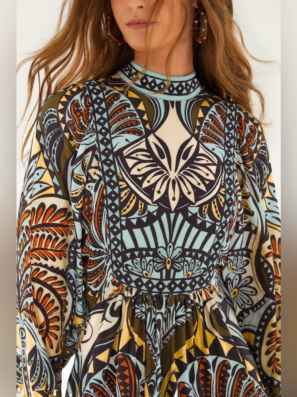 NWT Farm Rio Multicolor Balamana Long Sleeve Mini Dress - Picture 4 of 7